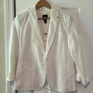 GAP White Women's Single-Button Tailored Blazer